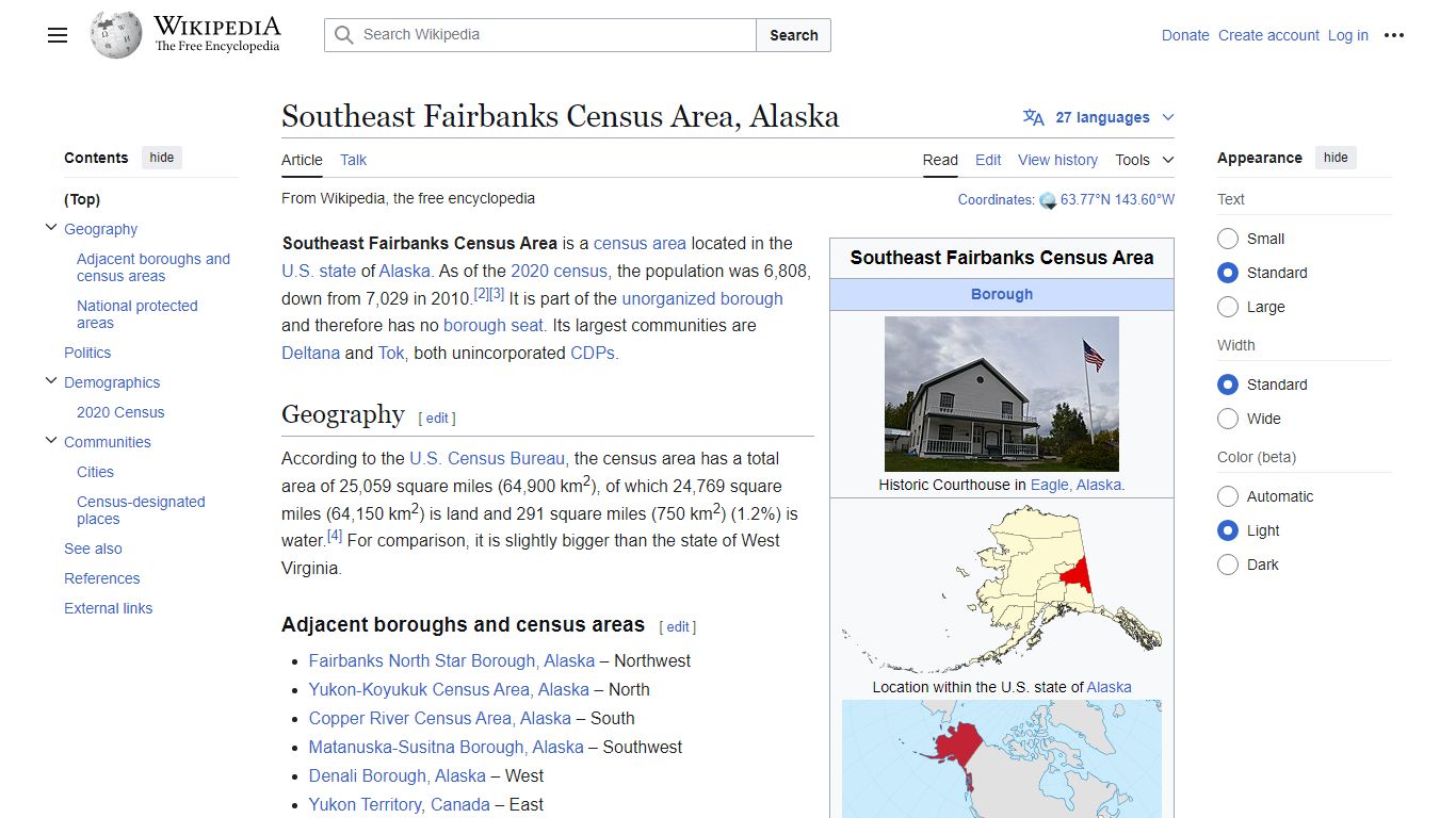 Southeast Fairbanks Census Area, Alaska - Wikipedia